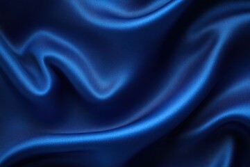 Obraz premium luxurious deep blue satin fabric with flowing silky folds and soft shimmering highlights, elegant calming texture