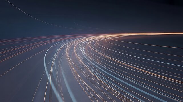 Long exposure light trails on dark background abstract illustration
