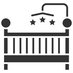 Dreamland Cradle: A stylish and secure crib, designed for comfort and peace, equipped with a soothing mobile of stars, evoking a sense of calm and gentle dreams.