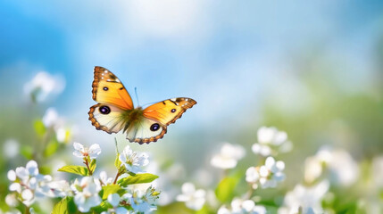 Fresh quince blossom, beautiful pink flowers falling in the air isolated on pink background