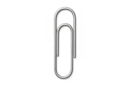 Single paper clip holding sheets, symbolizing fastening, attachment, and connectivity in professional and educational contexts