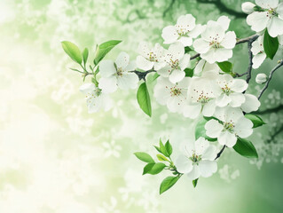 White cherry flowers close up, fruit trees