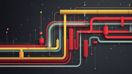 Streamlined process concept illustration with modern technology elements, clean and minimal design, abstract digital workflow visualization, efficiency and connectivity theme, futuristic innovation