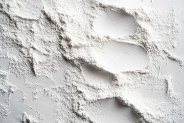 soft white powder spread on a flat surface with a diagonal trail of stepped impressions and delicate ridges casting soft shadows, evoking quiet tactile stillness