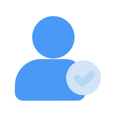 User profile complete icon on black background for web