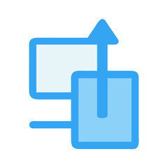 Blue toned data transfer and upload flat design icon