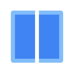 Two blue rectangles divided against a contrasting dark background