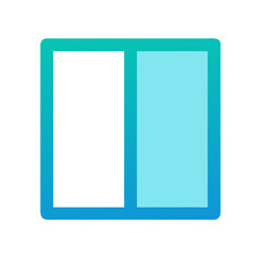 Split panel icon with gradient border on black background