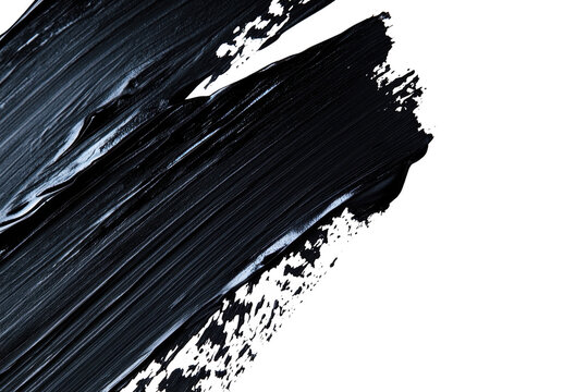 A bold. sweeping stroke of black paint on a white canvas. the dynamic movement and texture of artistic expression. ideal for backgrounds or design projects