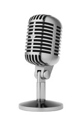 Fototapeta premium Vintage microphone on stand isolated on a transparent background
