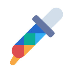 Colorful Flat Design Eye Dropper Tool on Black Background