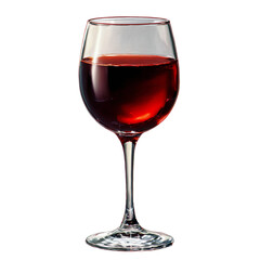 Red wine glass with rich ruby liquid on transparent background isolated on transparent background