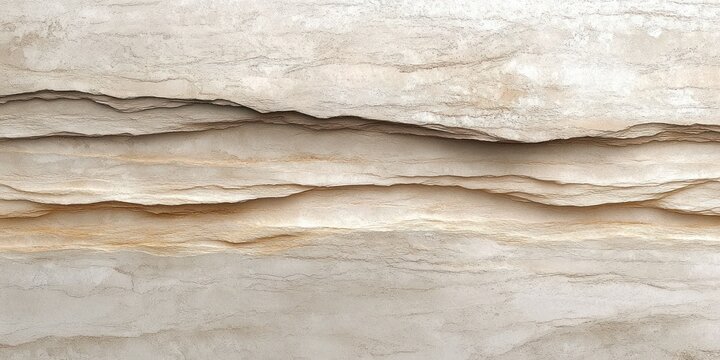 calm layered sandstone rock face with weathered horizontal strata in soft beige and cream tones