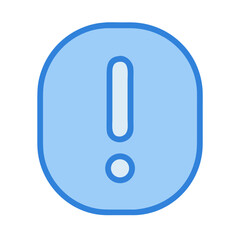 Alert icon with exclamation point in light blue oval