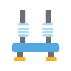 Two grey pillars with light blue bands flat illustration