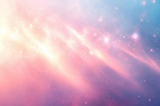 soft pastel nebula with scattered stars and luminous light rays conveying a dreamy, serene cosmic atmosphere