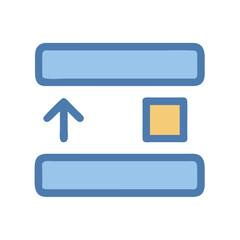 Stock image icon displaying sorting up with square element