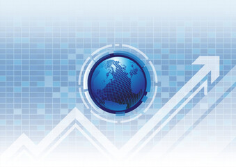 Background image conveys the concept of success, growth, and technology.