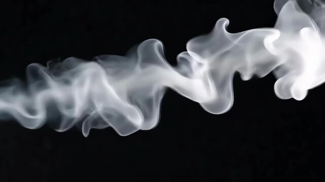 Cinematic Swirl: Slow-Motion White Smoke on Black