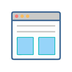 Cartoon style web browser layout with two light blue windows