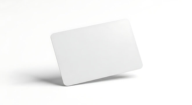 A single blank white card with rounded corners casting a shadow on a bright white surface background