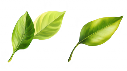 A close-up view of green leaves intricate textures and shades. set against a clean white background. ideal for nature-themed designs and botanical illustrations