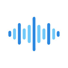 Blue waveform signal on black background, sound graphic depiction