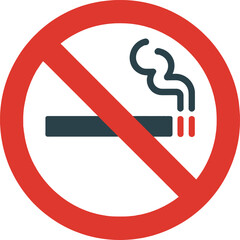 No Smoking Warning Sign with Cigarette and Smoke