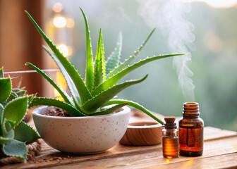 Aloe Vera and Aromatherapy Oil – Natural Healing Concept