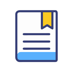 Colorful icon of document or file with bookmark
