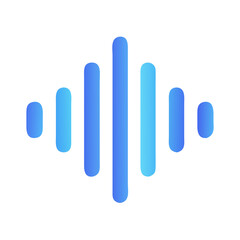 Abstract sound wave visualization with gradient blue bars