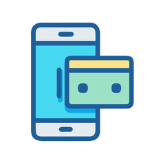 Mobile payment application concept: phone and credit card icon
