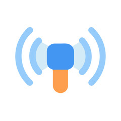 Wi-Fi signal symbol in blue and orange on black