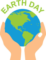 Celebrate Earth Day with a captivating illustration of hands lovingly cradling the planet, symbolizing care, preservation, and a sustainable future