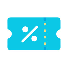 Blue discount coupon with percentage sign illustration for sale