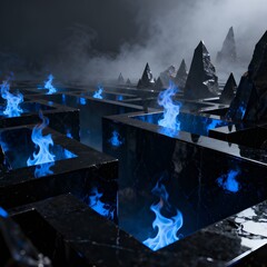 Obsidian Corridor of Blue Fire