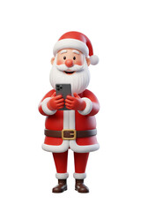 Fototapeta premium Santa Claus with Smartphone 3D Cartoon Character Illustration