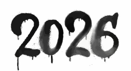 Bold spray paint 2026 design announces the future year, perfect for new year celebrations, futuristic projects, and creative designs with a grunge edge