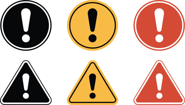 Warning Signs Icons Exclamation Marks Symbols
