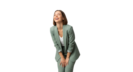 Happy Businesswoman Laughing Isolated on Transparent Background