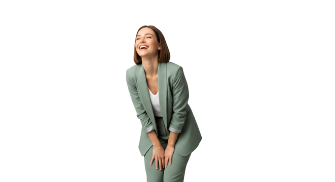 Happy Businesswoman Laughing Isolated on Transparent Background