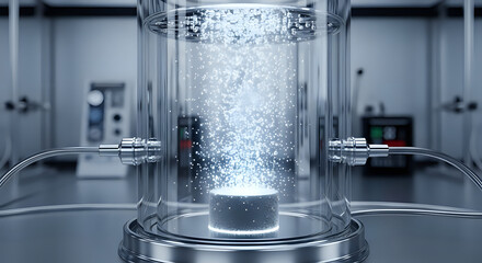 Cutting-edge science equipment generating powerful energy, perfect for illustrating innovation, research, and technological advancement in a modern laboratory setting