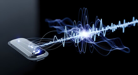 Captivating technology concept showcasing the power of mobile data and connectivity with vibrant light trails and modern design elements for innovation