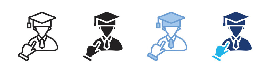 Graduate icon set multiple style collection