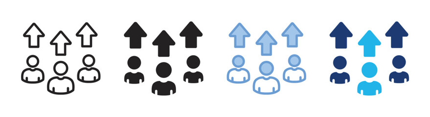Human resources icon set multiple style collection