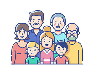 Big happy multi-generational family siblings relatives portrait