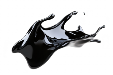 A dynamic splash of black liquid artfully captured against a white background. fluid motion and texture. ideal for creative projects or abstract design themes