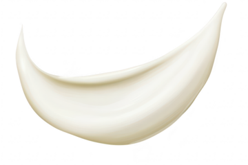A smooth. creamy swirl of white substance resembling a dollop of whipped cream or frosting. artistically placed on a transparent background. perfect for culinary or beauty-related designs