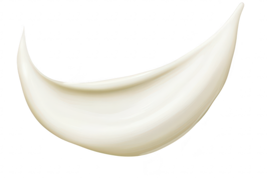 A smooth. creamy swirl of white substance resembling a dollop of whipped cream or frosting. artistically placed on a transparent background. perfect for culinary or beauty-related designs