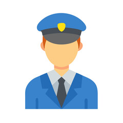 Flat vector illustration of a uniformed officer or guard